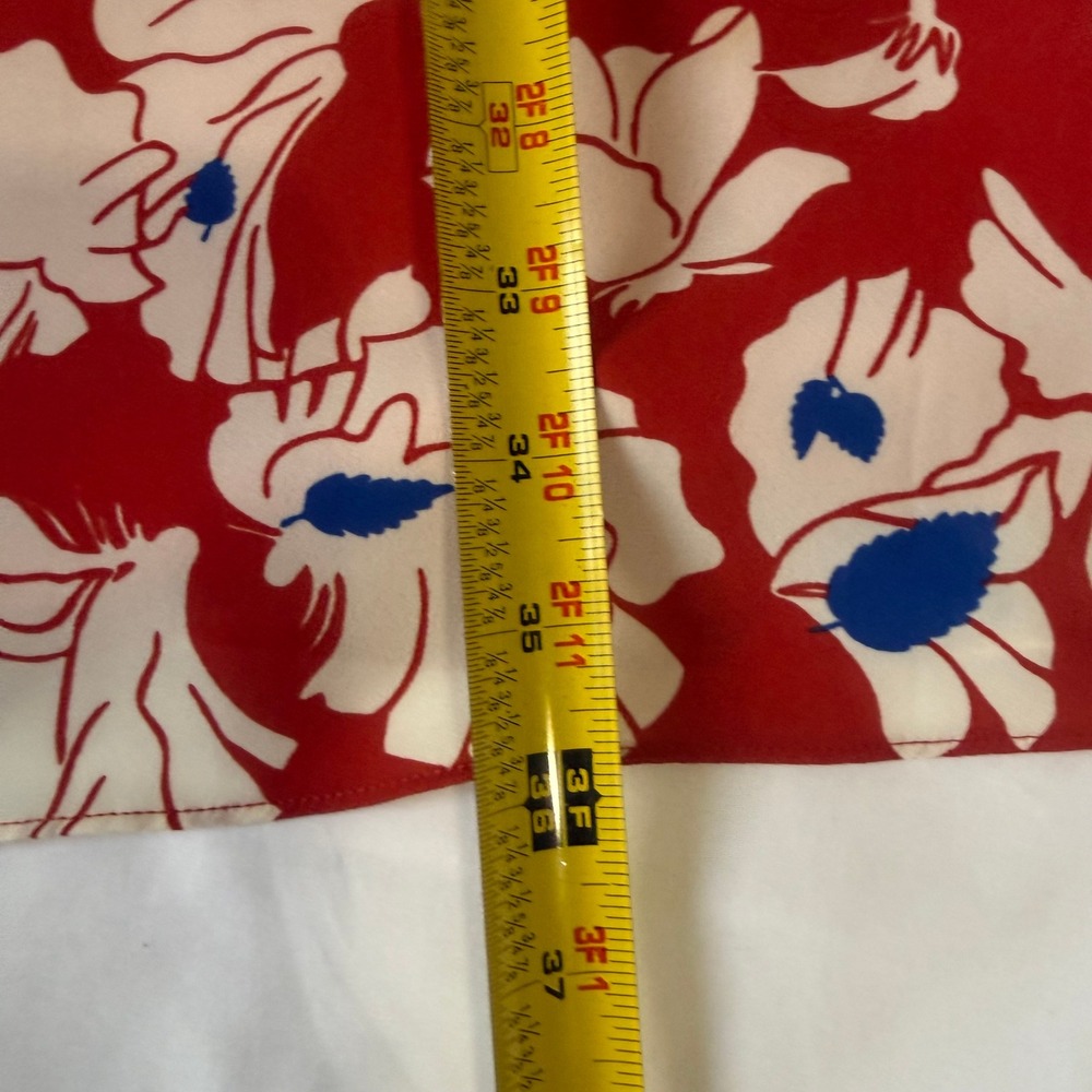 Banana Republic Red Floral Pleated V-Neck Sleeveless Dress Size 0 Mini Lined - Picture 15 of 15